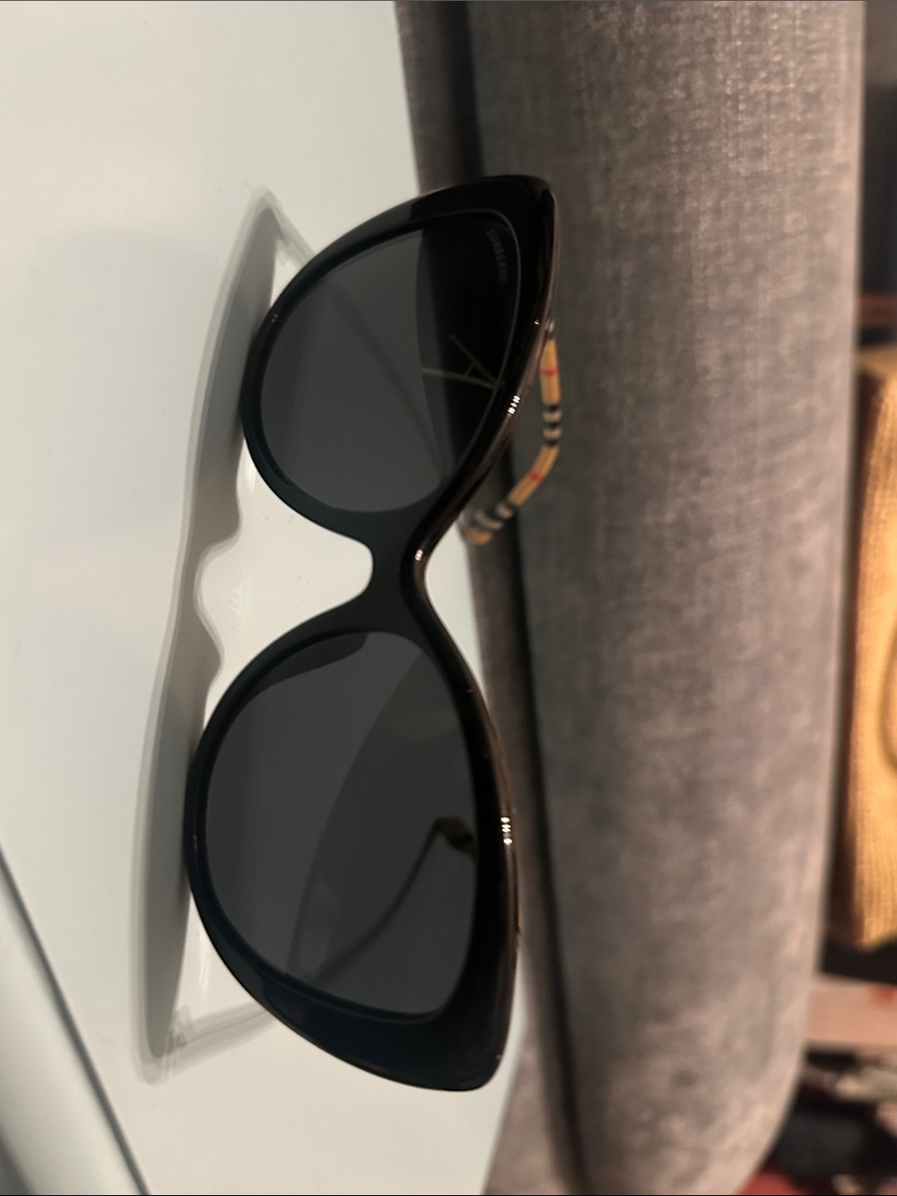 Burberry Black Sunglasses with Signature Check Temples